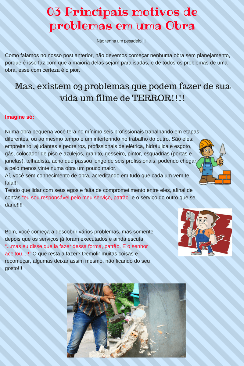 3 principais motivos de problemas numa obra - parte 1